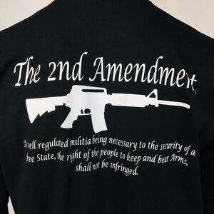 Vintage 90s Shaka Wear MOLAN LABE 2nd Amendment Gun Rights Double Sided Tee XLT